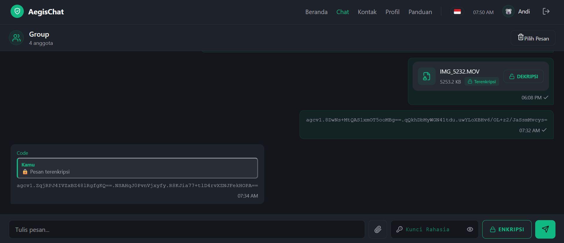 AegisChat Ruang Chat